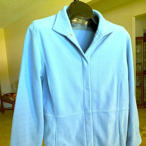 EUC Women's CB Casual Snap Front Dusty Blue Fleece Jacket size Medium - Picture 2 of 8